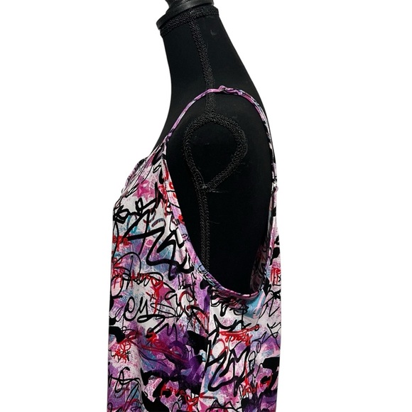 Rouge Collection 2XL Colorful Graffiti Street Art Graphic Sleeveless Maxi Dress - Picture 3 of 11